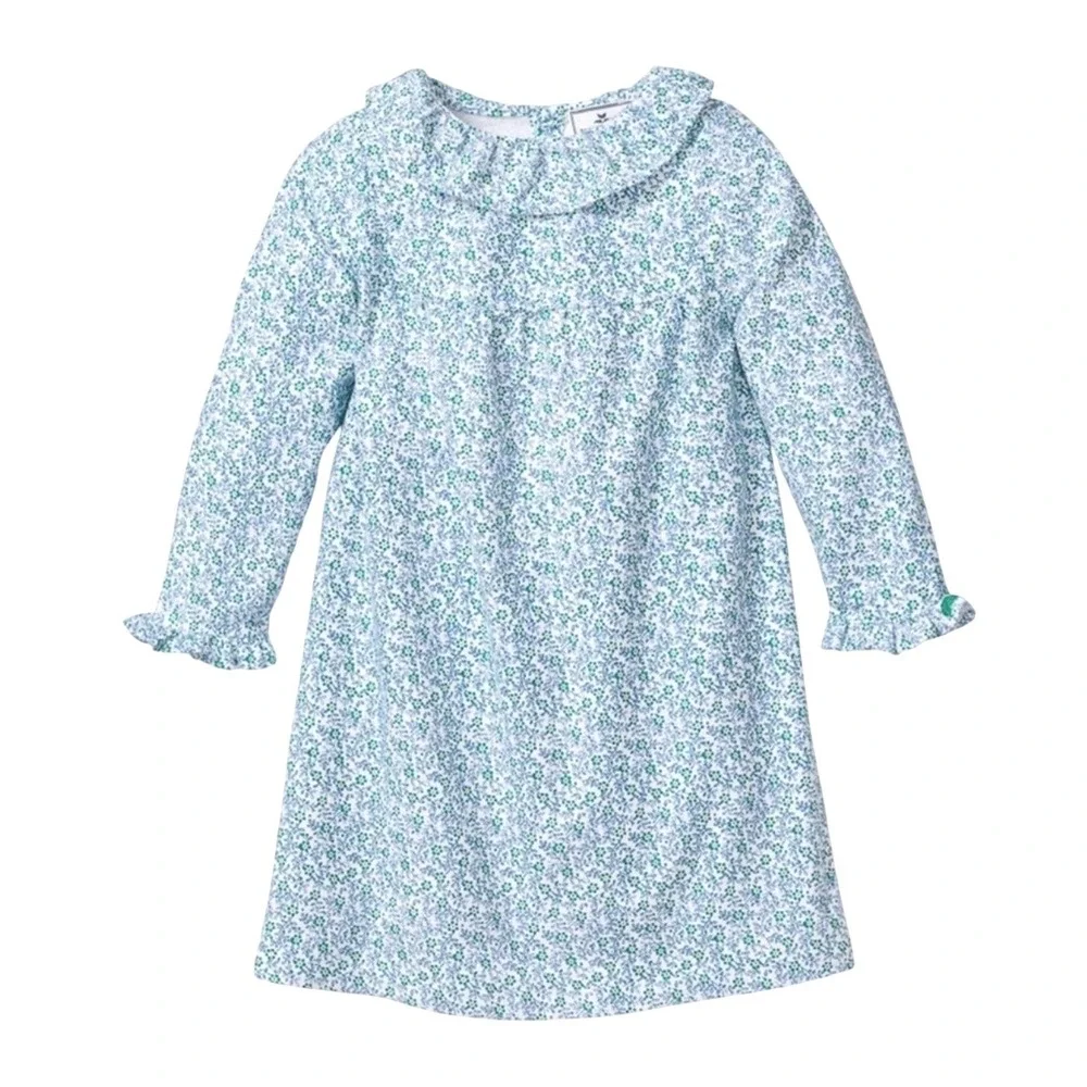 PETITE PLUME Scarlett Nightgown Gown STAFFORD FLORAL White w/Blue-Green GIRLS 14